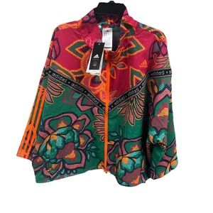 ADIDAS FARM RIO Jacket Women UK 28 30 3X Pineapple Floral Windbreaker AOP Kimono